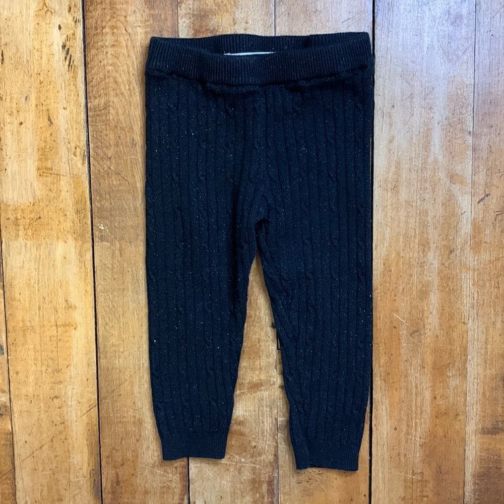 OshKosh cable knit black leggings 18 months tights winter metallic cotton